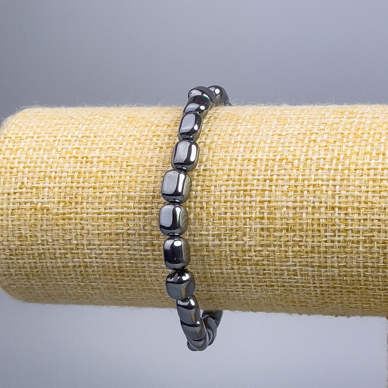 Hematite Baril Bracelet, diameter 8x7x5 mm ±, length 18 cm (stretch)