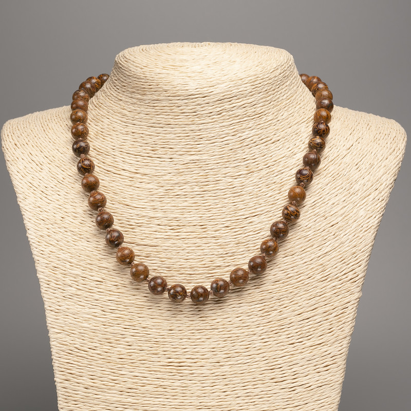 Jasper Bead Necklace Wooden Smooth Ball, diameter 8.5mm, length 48cm