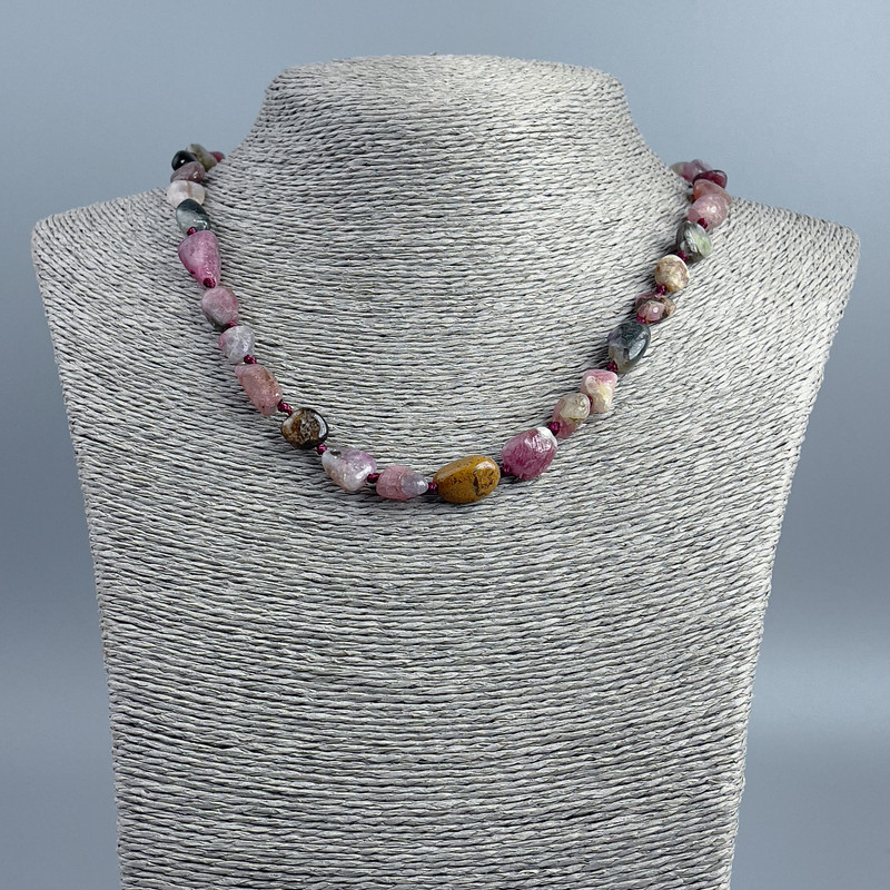 Natural gemstone Tourmaline faceted bead necklace, diameter 10x14+-mm, length 48cm