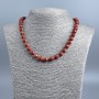 Jasper Beads Necklace - Red Jasper, faceted round beads, diameter ~8mm, length 48 cm