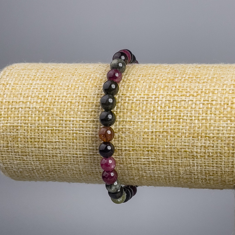 Tourmaline Bracelet (loose) smooth ball, diameter 6+ mm, length 18 cm stretch