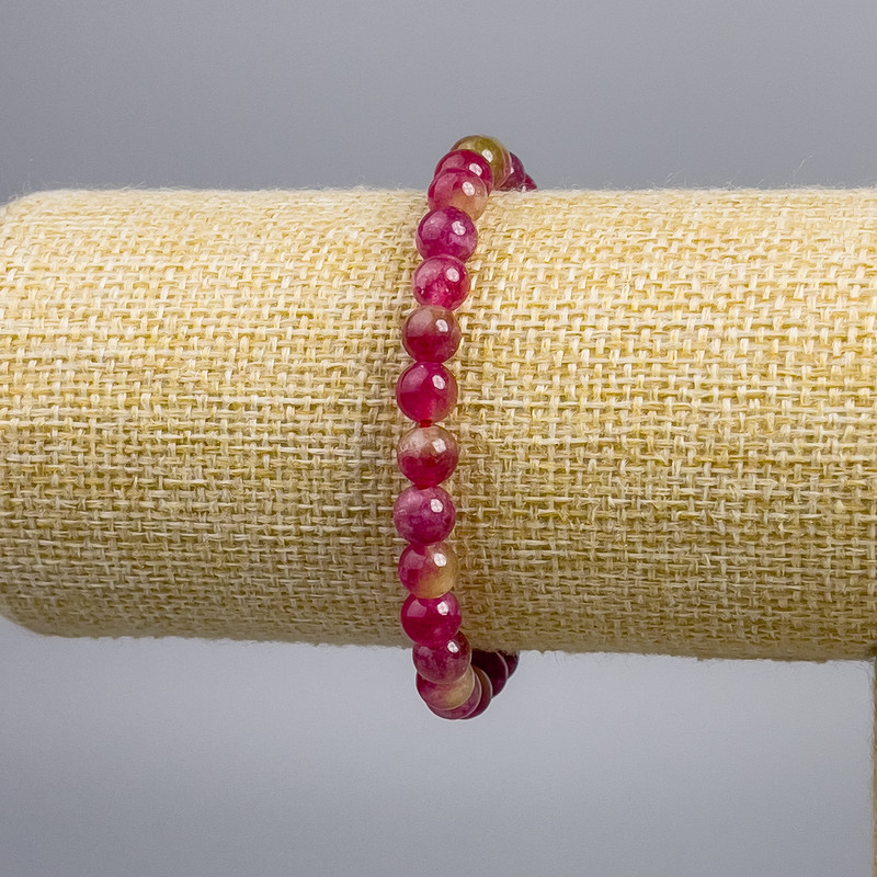 Watermelon Tourmaline Bracelet (single) smooth beads, diameter 6+-mm, length 18 cm, stretch