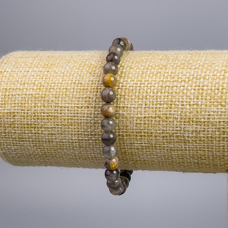 Bracelet Sunstone natural stone smooth beads, diameter 6+-mm, length 18cm stretch