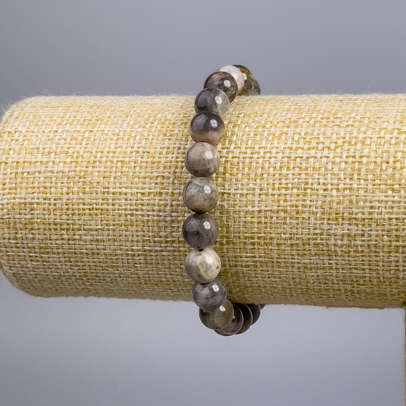 Bracelet of Sunstone natural stone smooth beads, diameter 8+-mm, length 18cm stretch
