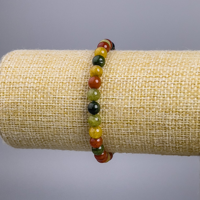 Bracelet "Jasper" multicolor (individually sold) smooth bead, diameter 6+-mm, length 18cm stretch