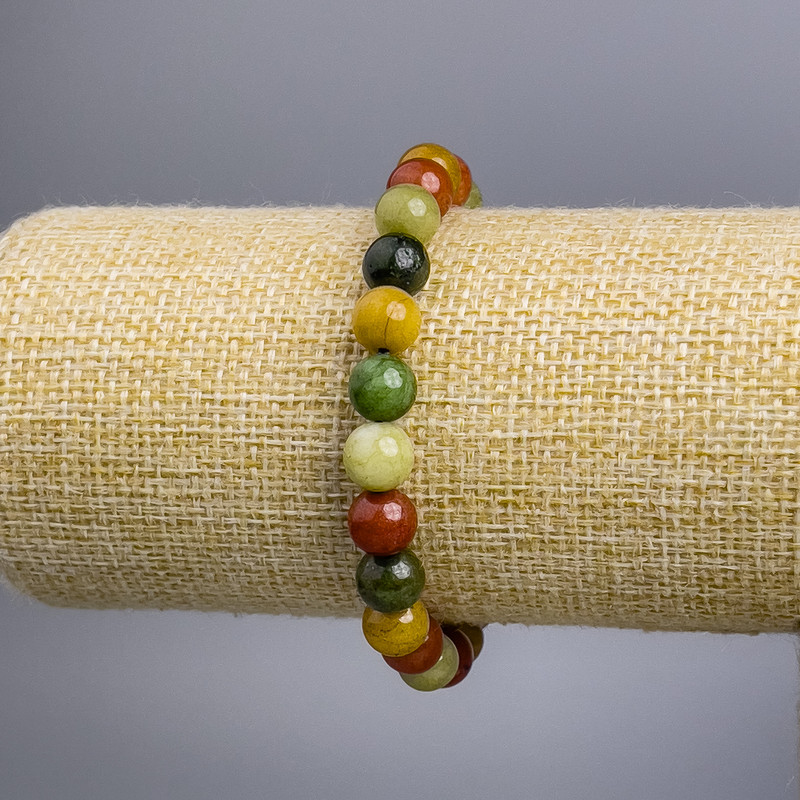 Bracelet "Jasper" multicolor (single) smooth bead, diameter 8+-mm, length 18 cm stretch