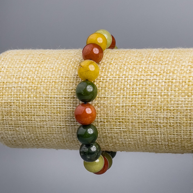 Bracelet "Jasper" multicolored (single) smooth beads, diameter 10+-mm, length 18cm stretch