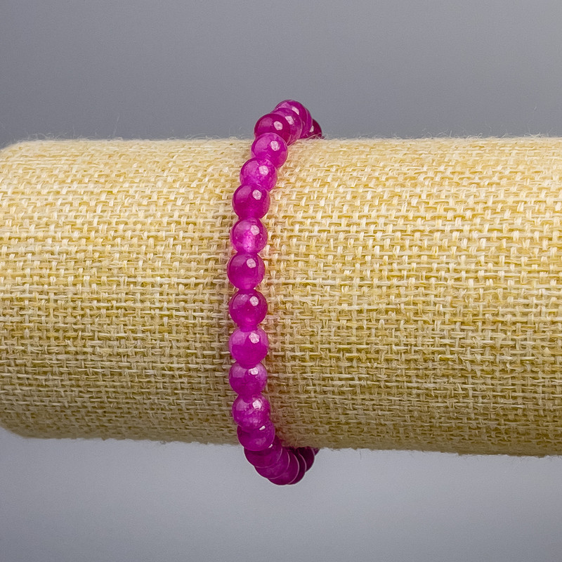 Bracelet "Tourmaline" (single) raspberry smooth bead, diameter 6+ mm, length 18 cm stretch