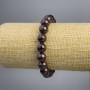 Bracelet Garnet natural stone smooth bead, diameter 10mm±, length 18cm stretch