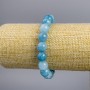 Bracelet with Aquamarine Stone Navy Blue Smooth Beads, diameter 10+ mm, length 18 cm stretch