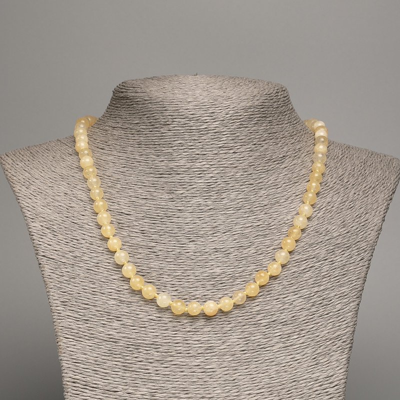 Citrine Bead Necklace smooth rounds, diameter 6.5 mm±, length 48 cm±