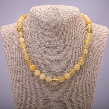 Necklace made of natural gemstone Quartz Hairline, smooth beads, diameter 10 (+-) mm, length 45 cm