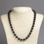 Necklace made of natural black tourmaline, smooth round beads 10mm diameter ±, length 45cm ±