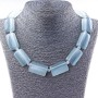 Cat's Eye Necklace with Rectangular 33×20 mm Inserts and Gray Rondelle Separator Beads, 50 cm