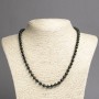 Necklace of natural black tourmaline, smooth round beads 6mm diameter ±, length 45cm ±