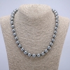 Natural stone Terahertz necklace with smooth round bead, 10mm diameter, 45cm length +