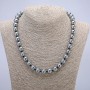 Natural stone Terahertz necklace with smooth round bead, 10mm diameter, 45cm length +