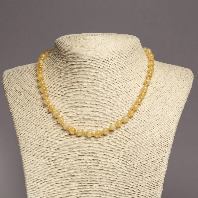 Citrine Necklace Bead, Smooth Round 6mm ±, 45cm</s