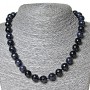 Necklace Aventurine (Synthetic) Blue Sand Kaïra Night, faceted 12mm bead, length 46cm