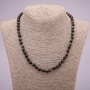 Natural Stone Necklace Silver Obsidian Smooth Round Bead, diameter 6±mm, length 45cm +