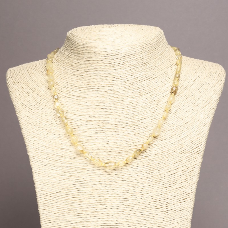 Rutilated Quartz Bead Necklace, faceted, diameter 8x6mm±, length 45cm±