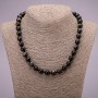 Necklace made of natural stone Silver Obsidian smooth bead, diameter 10 (+-) mm, length 45 cm