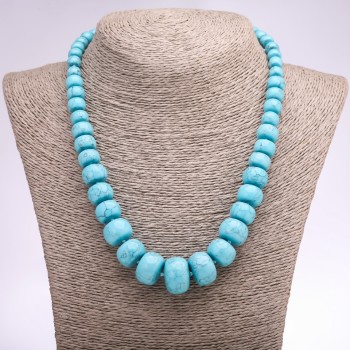 Necklace "Turquoise" (single) tumbled/flat disk beads for size gradient, diameter 8-20 (+/-) mm, length 48 cm