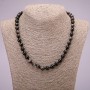 Necklace of Natural Stone Silver Obsidian Smooth Bead, diameter 8(±)mm, length 45cm +