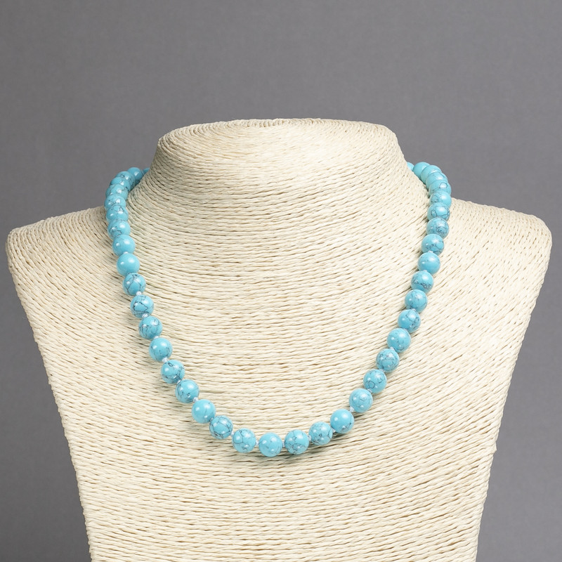 Necklaces "Turquoise" (single) smooth bead, diameter 8mm, length 45cm+