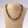 Necklace made of landscape jasper natural stone, cylinder barrel beads, length 45 cm, diameter 10x14 mm