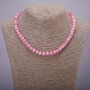Cat's Eye Pink Smooth Bead Necklace, diameter 8± mm, length 42 cm