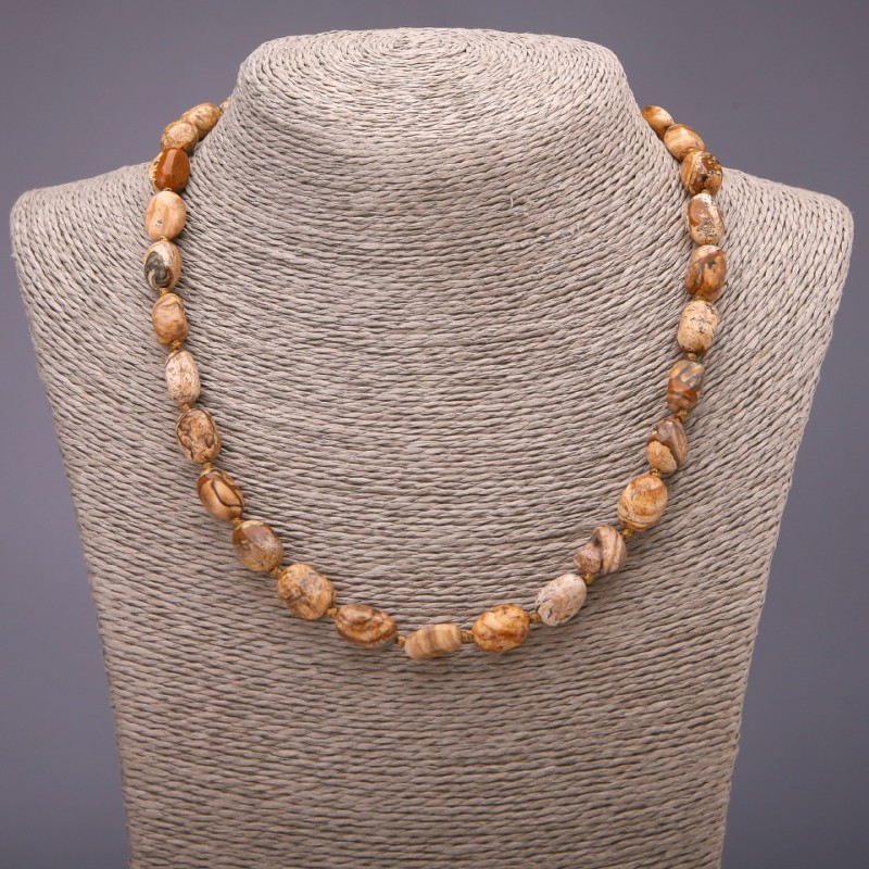 Landscape Jasper Beads, tumbled, 8×10 mm ±, length 48 cm