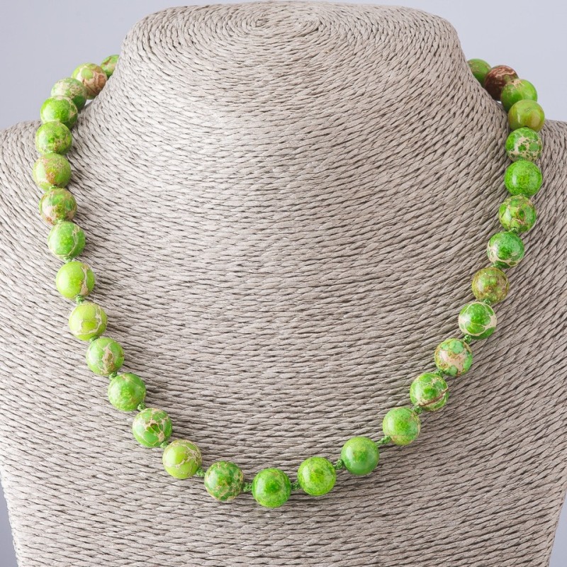 Variscite Necklace Light Green, Length 45cm, Diameter 9-10mm