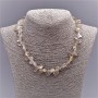Necklace of natural stone Rutile Quartz Hair Quartz with a golden butterfly, 8mm diameter, 47cm length