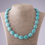 Necklace Turquoise, green with veins, oval, length 53 cm, oval 15×20 mm