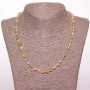 Rutilated quartz necklace "Hairy" oval, faceted, white gold tone, diameter 6mm (±), length 50cm
