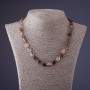 Rutilated Quartz Hairy Quartz Necklace, oval faceted, chocolate color, 8–10 mm diameter, 45 cm length
