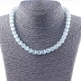Cat's Eye Bead 10mm Round Grey Necklace, 40cm