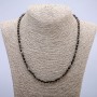Natural Stone Necklace Silver Obsidian Smooth Bead 4 mm Diameter, 45 cm+ Length