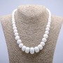 White Agate Beads (faceted) smooth rondelle with size increase from 8×6 to 20×13 mm, length 45 cm+