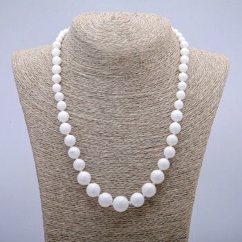 Agate Beads White (natural) smooth ball with adjustable from 6 to 14mm, length 45cm+