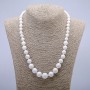 Agate Beads White (natural) smooth ball with adjustable from 6 to 14mm, length 45cm+