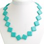 Necklace Turquoise with Veins Diamond-shaped 18x18mm, length 45cm