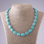 Necklace Turquoise green with veins oval, length 50cm, diameter 13×17mm