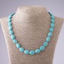 Necklace Turquoise Green in Veins Oval, length 50cm, 11×15mm diameter