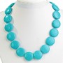 Blue Turquoise Bead Necklace (individual) Coin 22mm, length 45cm