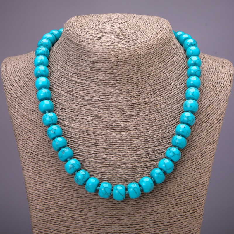 Turquoise Beads Smooth Rondelle, diameter 12x9(±)mm, length 45cm