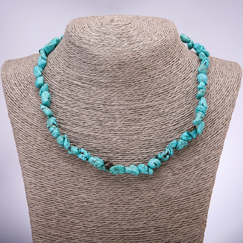 Necklace "Turquoise" (howlite) cabochon, diameter 8x10+-mm, length 45cm