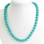 Necklace of Green Turquoise with Veins, 10 mm beads, length 47 cm