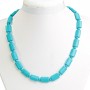Blue Turquoise beaded necklace (single piece) rectangular 10×15mm and a bead between them, length 49 cm